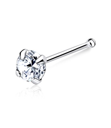 Round CZ Silver Bone Nose Stud NSKD-113-4